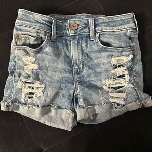 American Eagle Outfitters Light Blue Distressed Jean Shorts
